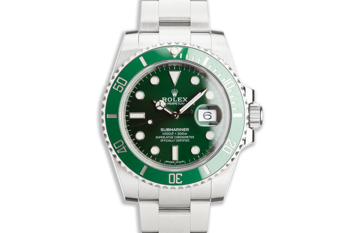 2017 Rolex Green Submariner 116610LV "Hulk" with Box & Card