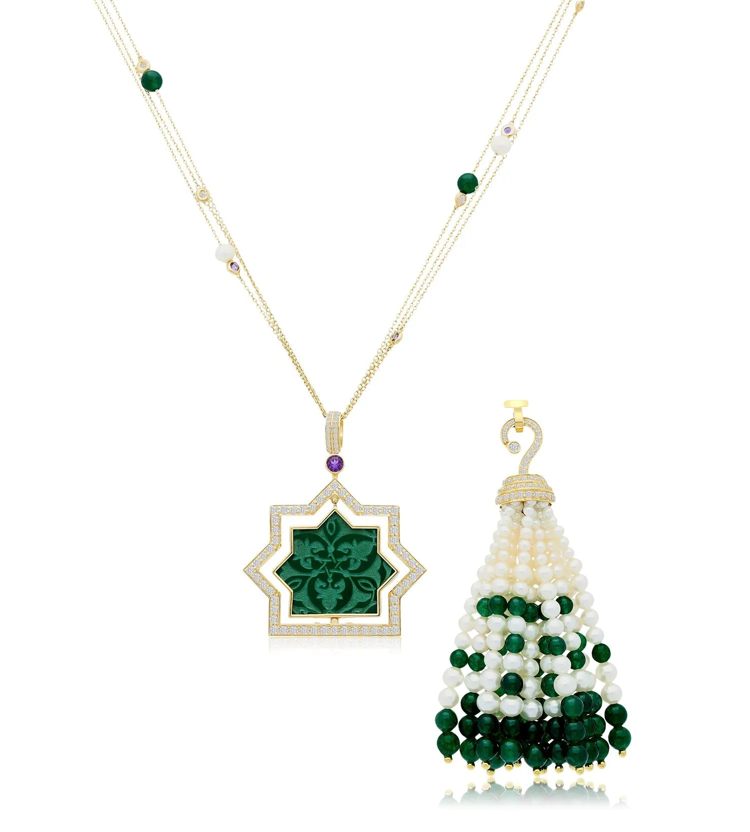 Noor Green Onyx Sautoir