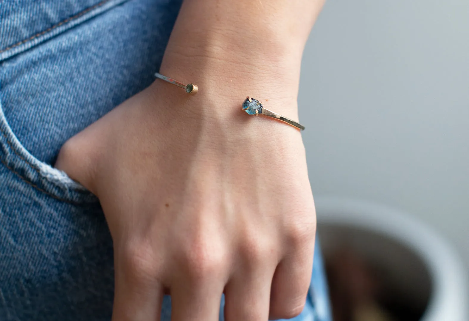 Raw Montana Sapphire Cuff Bracelet
