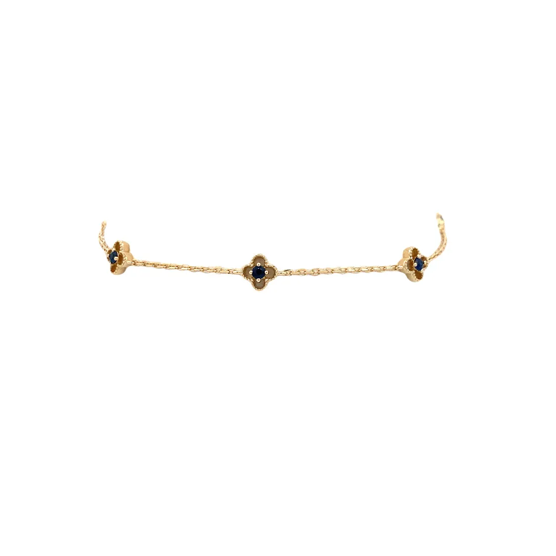Yellow Gold Chain Sapphire Bracelet